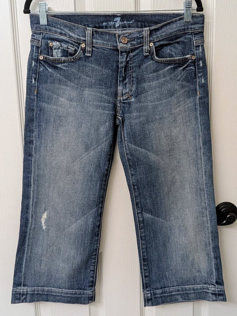7 for All Mankind Wide Leg Distressed Cropped Dojo | Size 29